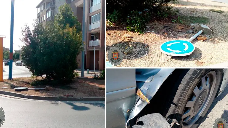Accidente en una rotonda de Tudela en la que la conductora se da a la fuga y da positivo en drogas POLICÍA TUDELA