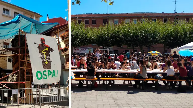 Fiesta de Ospa Eguna organizada por la izquierda abertzale y celebrada en Alsasua contra la Guardia Civil, la Policía Nacional y la Policía Foral