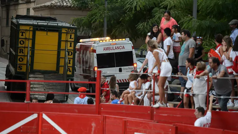 Un toro escapa del recorrido en Milagro y cornea a una joven. PABLO LASAOSA 01