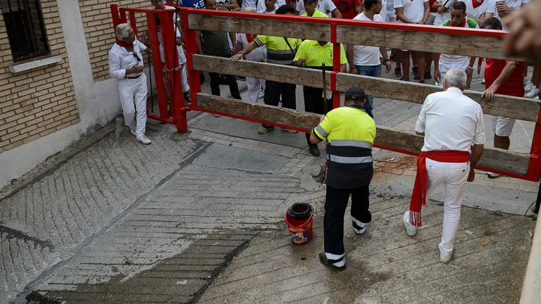 Un toro escapa del recorrido en Milagro y cornea a una joven. PABLO LASAOSA 04