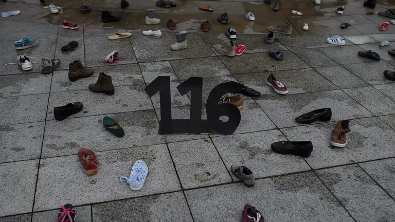 Iruña Ciudad de Acogida convoca una acción protesta para denunciar la expulsión masiva de 116 personas a través de la frontera de Ceuta. PABLO LASAOSA 01