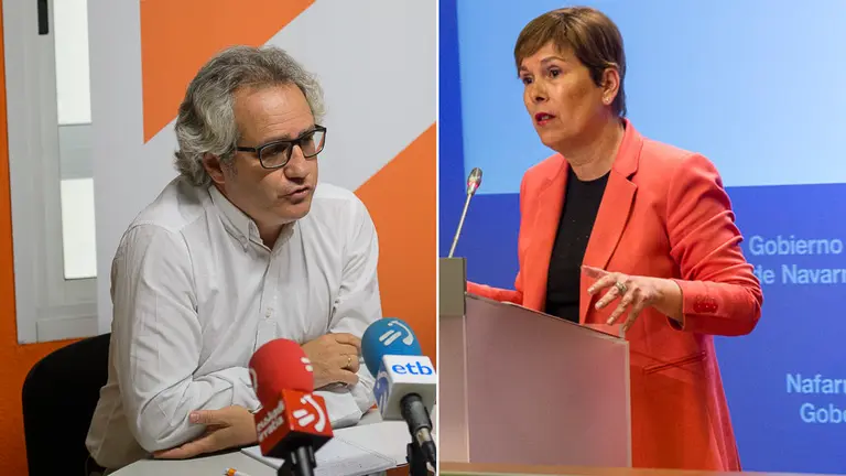 Montaje con las imágenes del portavoz de Ciudadnos Navarra, Carlos Pérez-Nievas, y la presidenta del Gobierno de Navarra, Uxue Barkos. PABLO LASAOSA.  IÑIGO ALZUGARAY