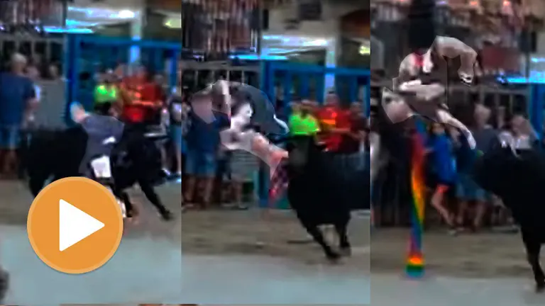 Cogida a un joven en fiestas de Burriana