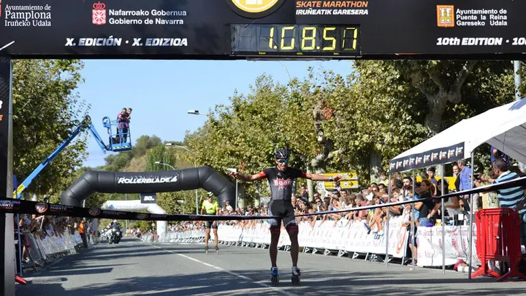 Nolan Beddiaf, francés ganador del maratón de patinaje Pamplona-Puente La Reina CEDIDA