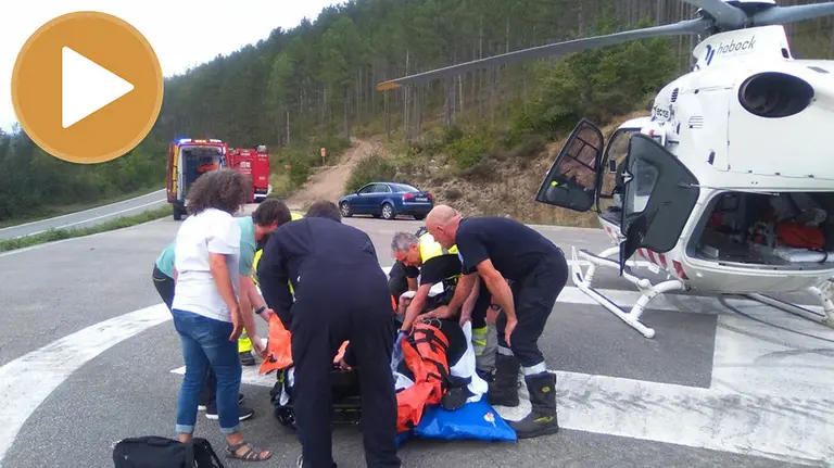Accidente de un motorista en Aspurz (player) BOMBEROS DE NAVARRA