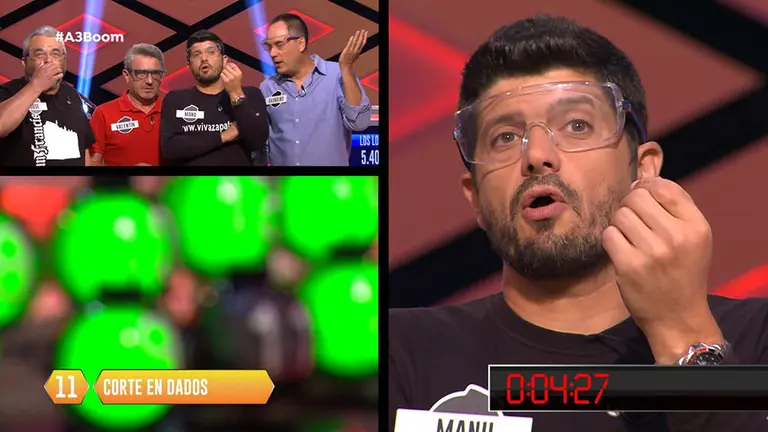 El navarro Manu Zapata, del equipo de Los Lobos, responde la última pregunta decisiva para tratar de llevarse el bote del programa Boom ANTENA 3