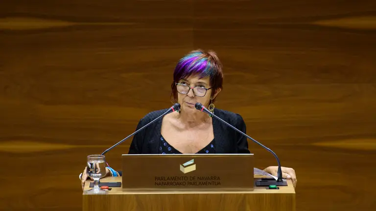 Tere Saez durante el pleno parlamentario de este jueves. MIGUEL OSÉS