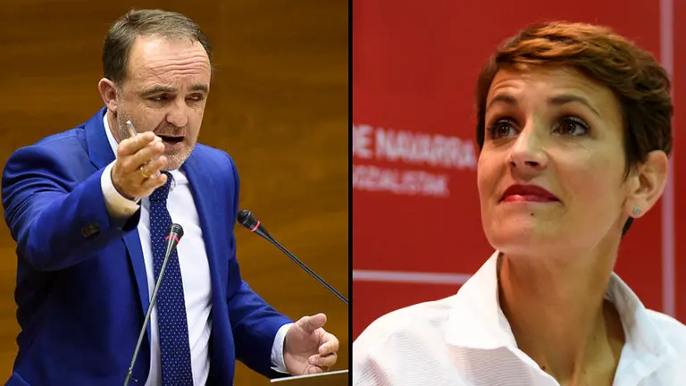 El presidente de UPN, Javier Esparza, y la secretaria general del PSN, María Chivite NAVARRACOM