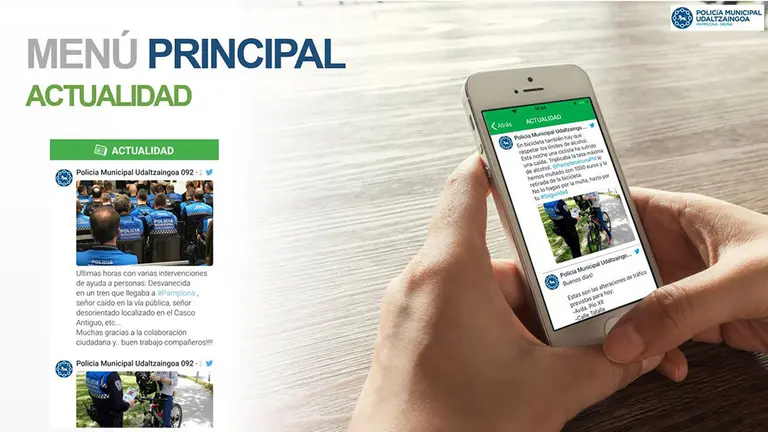Imagen de la nueva aplicación móvil de la Policía Muncipal de Pamplona AYUNTAMIENTO DE PAMPLONA