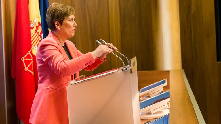 La presidenta del Gobierno de Navarra, Uxue Barkos, realiza un balance de la acción de gobierno al cumplirse tres años de legislatura (07). IÑIGO ALZUGARAY