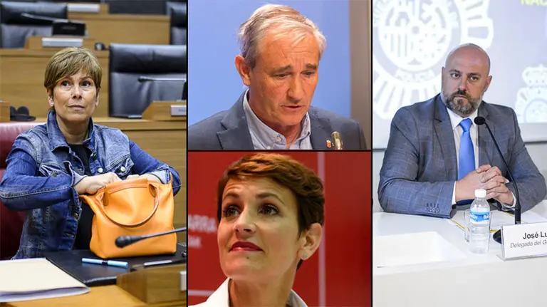 La presidenta del Gobierno foral, Uxue Barkos, el consejero de Hacienda, Mikel Aranburu, la secretaria general del PSN, María Chivite, y el delegado del Gobierno en Navarra, José Luis Arasti NAVARRACOM