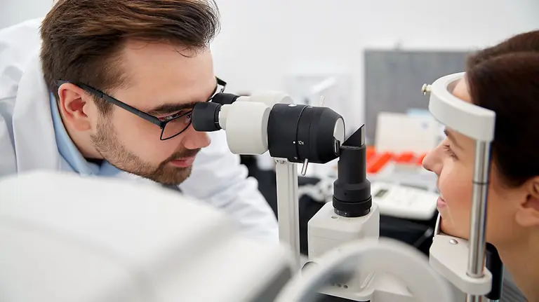 Un óptico revisa la vista a una paciente ARCHIVO