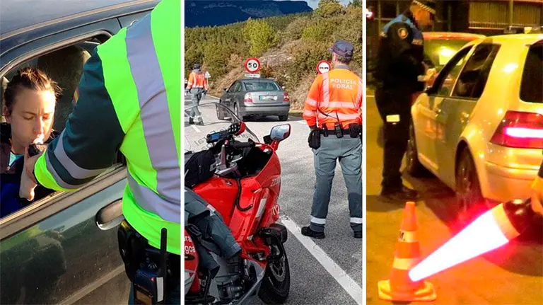 Imagen de varios controles de alcoholemia realizados por Guardia Civil, Policía Foral y policías locales de Navarra NAVARRACOM