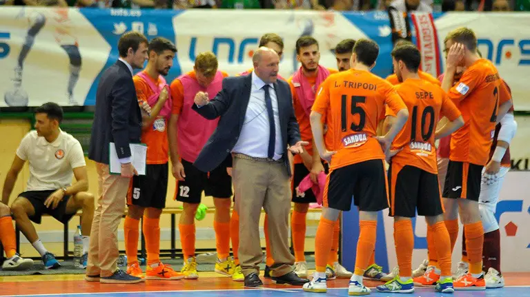 Tiempo muerto del Ribera Navarra Fútbol sala. Cedida.