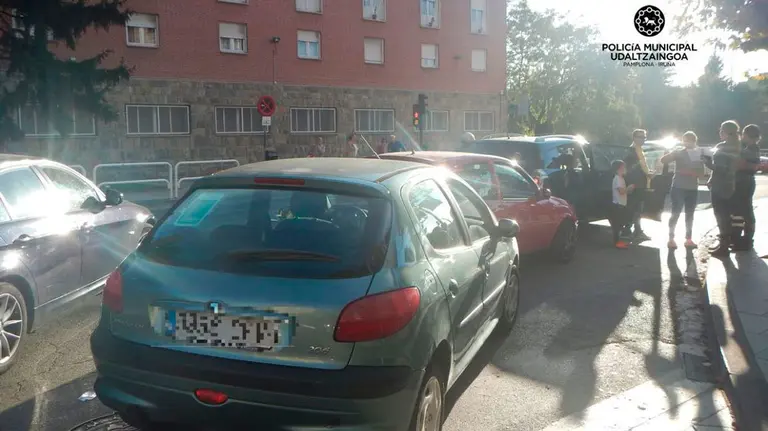 Uno de los accidentes ocurridos este pasado lunes en Pamplona. POLICÍA MUNICIPAL DE PAMPLONA