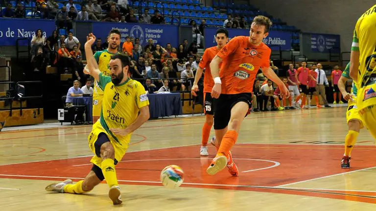 Partido Ribera Navarra - Jaén FS en el pabellón de la Upna. Cedida.