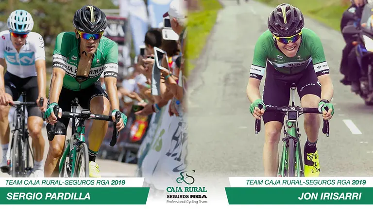 Pardilla e Irisarri con el equipo Caja Rural. Cedida.