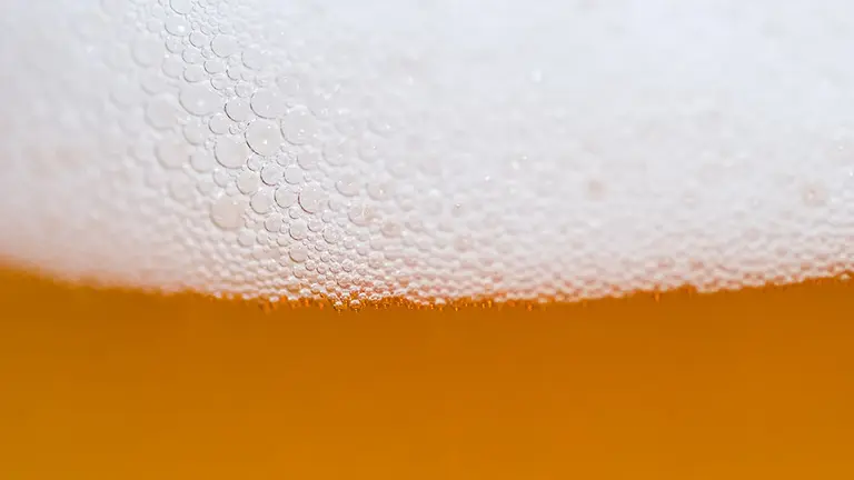 Espuma en una cerveza fría recién servida.