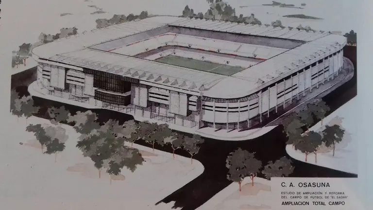 Proyecto de ampliación de Osasuna para El Sadar en 1988.