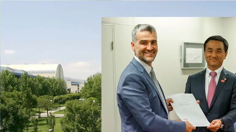 Alfonso Carlosena (UPNA) con el gobernador de Yamaguchi