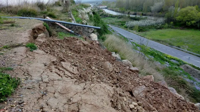 Talud en Sartaguda que va a arreglarse para evitar peligros. GOBIERNO DE NAVARRA