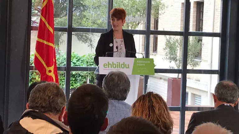 Bakartxo Ruiz, durante su intervención en Pamplona TWITTER (EH BILDU)