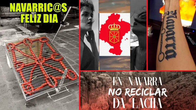 Algunos de los memes, fotos y montajes que circulan por las redes sociales para felicitar el Día de Navarra NAVARRACOM