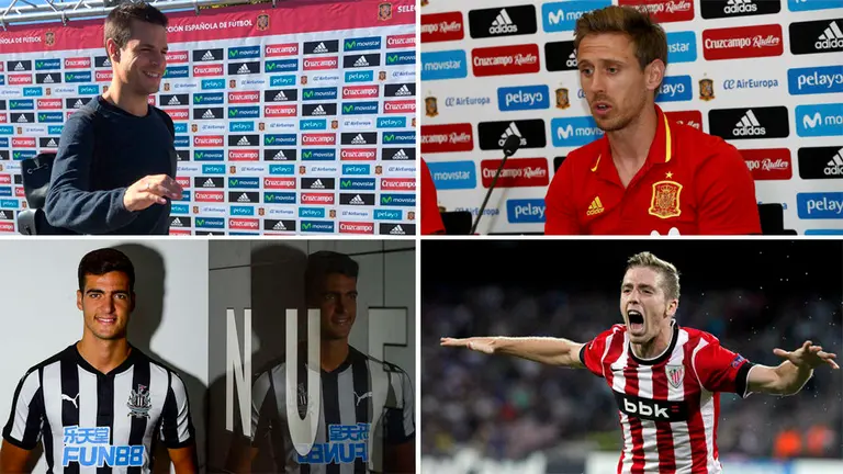 Imagen de algunos jugadores navarros de fútbol, en la foto César Azpilicueta, Nacho Monreal, Mikel Merino e Iker Muniain. NAVARRA.COM