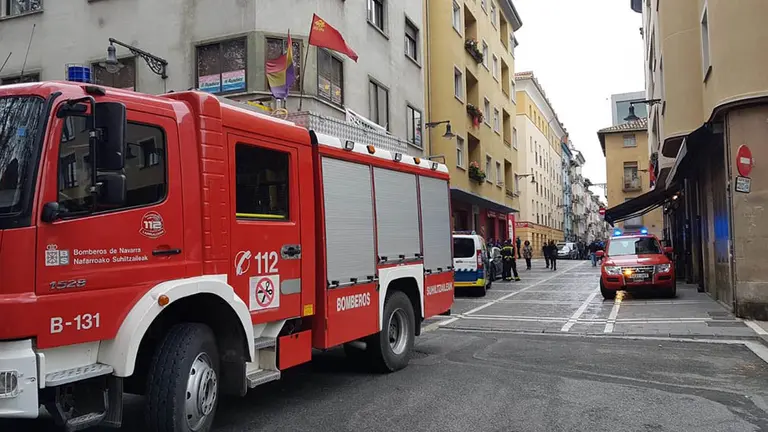 Lugar donde han ocurrido los hechos en la calle San Agustín de Pamplona. BOMBEROS DE NAVARRA