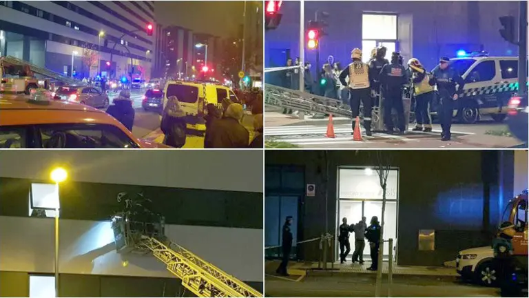 Intervención de la Policía Municipal y los bomberos en Pamplona en la calle Monasterio de Urdax.