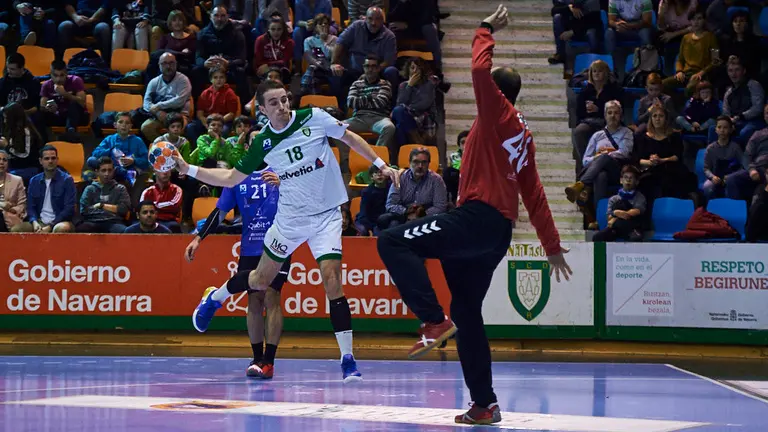 El Helvetia Anaitasuna y el Quabit Guadalajara se enfrentan en partido de la decimocuarta jornada de la Liga Asobal. MIGUEL OSÉS 9