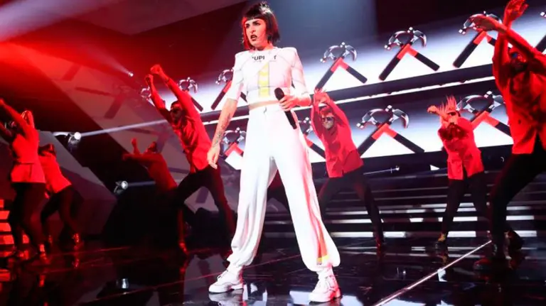 La pamplonesa Natalia durante su actuación en la semifinal de Operación Triunfo. RTVE