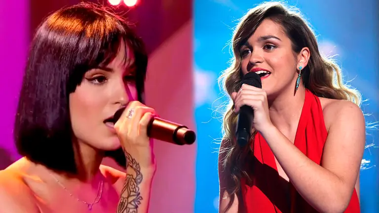 Natalia Lacunza y Amaia Romero, las dos pamplonesas durante unas de sus respectivas actuaciones en Operación Triunfo NAVARRACOM