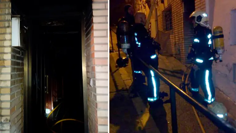 Los bomberos atienden el incendio de una vivienda en Ablitas en el que ha resultado intoxicada una familia. BOMBEROS DE NAVARRA