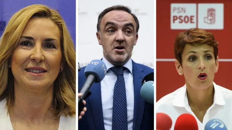 Ana Beltrán, del PPN, Javier Esparza, de UPN, y María Chivite, del PSN