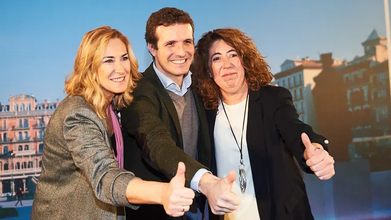 El presidente del Partido Popular, Pablo Casado, presenta a los principales candidatos del partido para las próximas elecciones en Navarra, acto al que acude con el vicesecretario de Organizació (20)