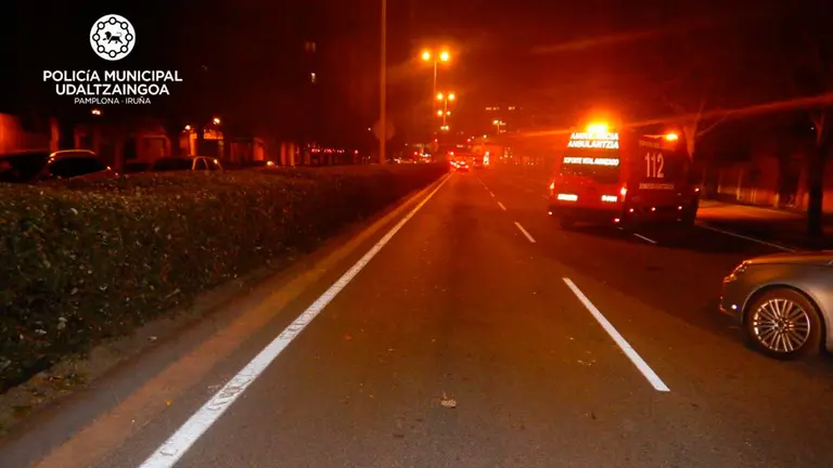 Lugar en el que se produjo el atropello en la avenida de Navarra. POLICÍA MUNICIPAL DE PAMPLONA