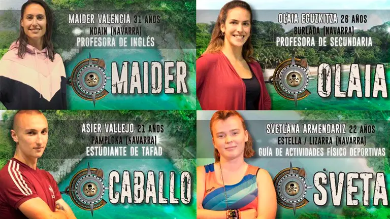 Los cuatro concursantes navarros en la decimoquinta edición de El conquistador del fin del mundo. ETB