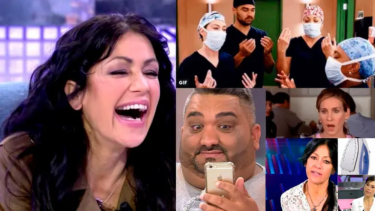 Imagen anterior de Maite Galdeano junto a algunos de los memes tras su retoque estético FOTOMONTAJE