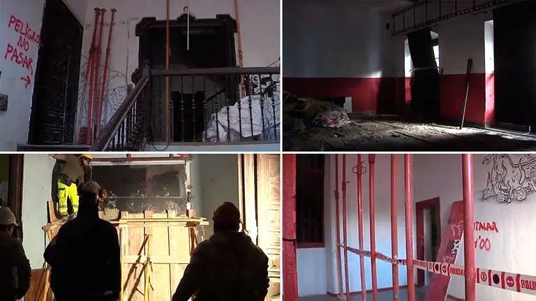 Estado en el que se encuentra el interior del gaztetxe conocido como Maravillas en el palacio del Marqués de Rozalejo. CEDIDAS