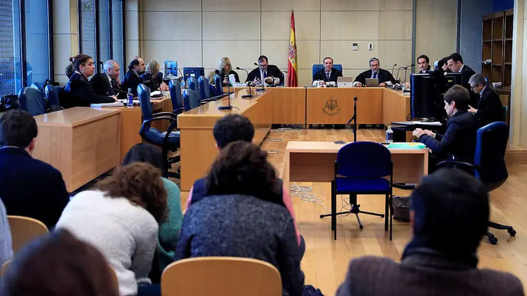 GRAF3249. MADRID, 23/01/2019.- La Sala de Apelación de la Audiencia Nacional, en la imagen, revisa esta mañana la sentencia que condenó a penas de entre 2 y 13 años de cárcel a ocho acusados de participar en la agresión a dos guardias civiles y sus parejas en Alsasua (Navarra) en octubre de 2016.- EFE/Fernando Alvarado***POOL***