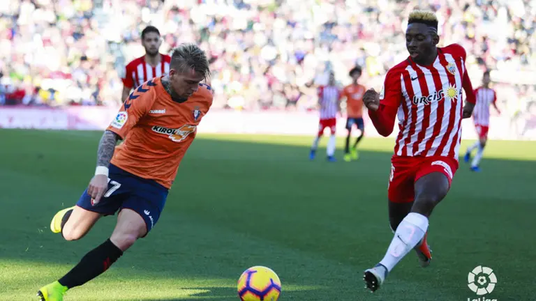 Partido entre el Almería y Osasuna en el Estadio de los Juegos Mediterráneos. LALIGA 123