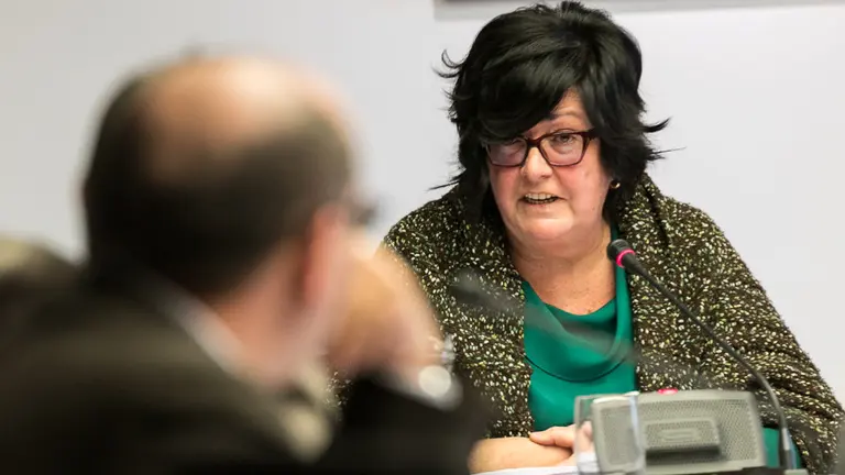 Pilar Irigoien, directora gerente de Sodena, comparece en la comisión de investigación en el Parlamento de Navarra sobre dicha empresa pública (11). IÑIGO ALZUGARAY