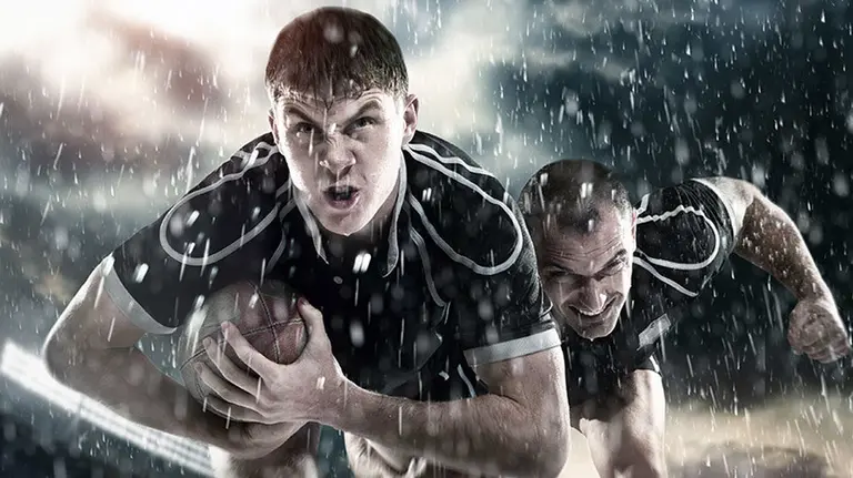 Jugadores de Rugby durante un partido