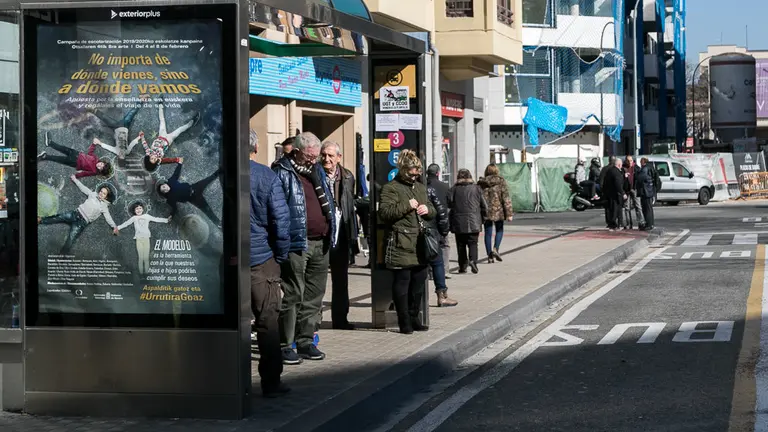 Huelga de los trabajadores del servicio de villavesas de transporte comarcal de Pamplona (01). IÑIGO ALZUGARAY