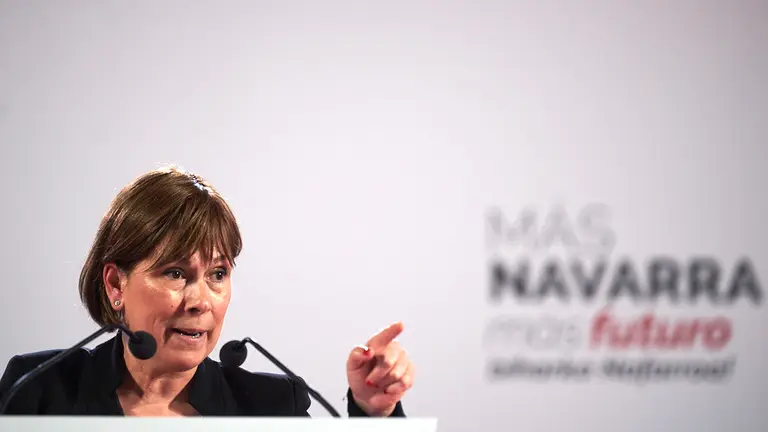 Geroa Bai celebra un acto político en el que intervienen sus candidatas para las próximas elecciones al Gobierno de Navarra y al Ayuntamiento de Pamplona, Uxue Barkos e Itziar Gómez, respectivamente. PABLO LASAOSA 