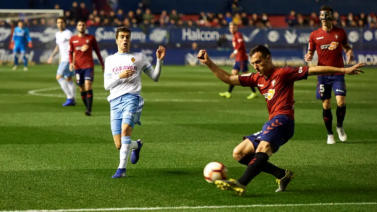 Partido entre Osasuna y el Real Zaragoza correspondiente a la vigesimoséptima jornada de liga. MIGUEL OSÉS