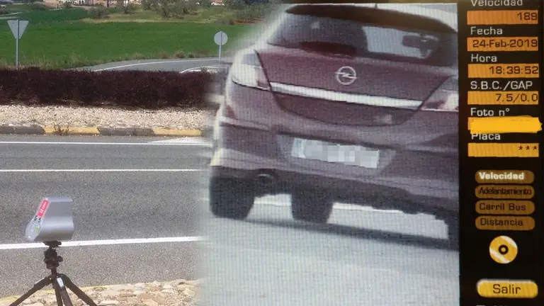 Imagen del coche captado por un radar a 189 kilómetros por hora en la autovía a Jaca, la A-21 POLICÍA FORAL