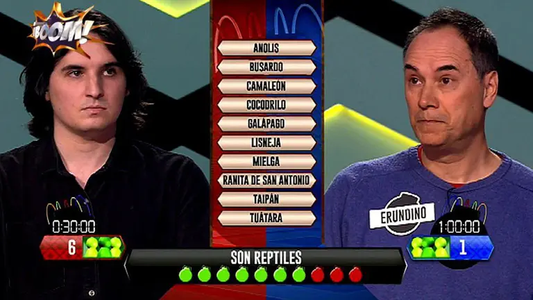 Erundino, de Los lobos, responde en la prueba de desempate contra el equipo Mastodonte en el concurso Boom ANTENA 3