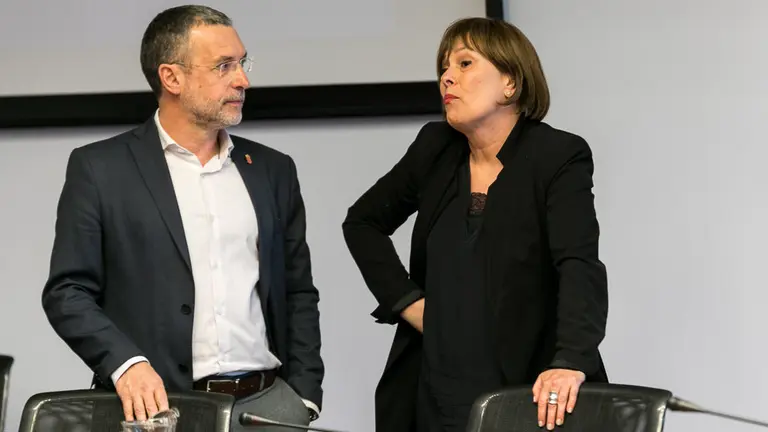 La presidenta del Gobierno de Navarra, Uxue Barkos, comparece en el Parlamento para explicar porque no se ha dotado a la comunidad foral de un Plan de Empleo consensuado (04). IÑIGO ALZUGARAY